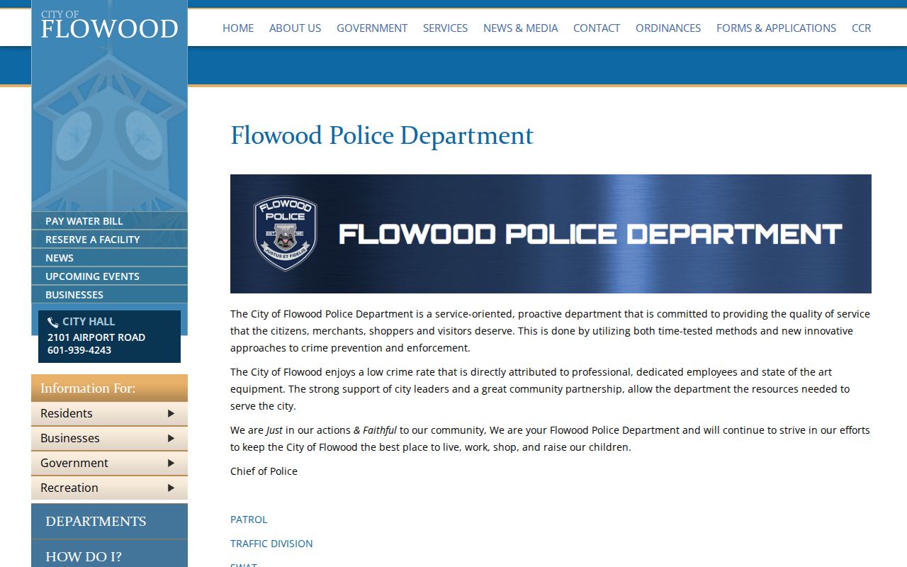 Flowood Police Department booking-record access source